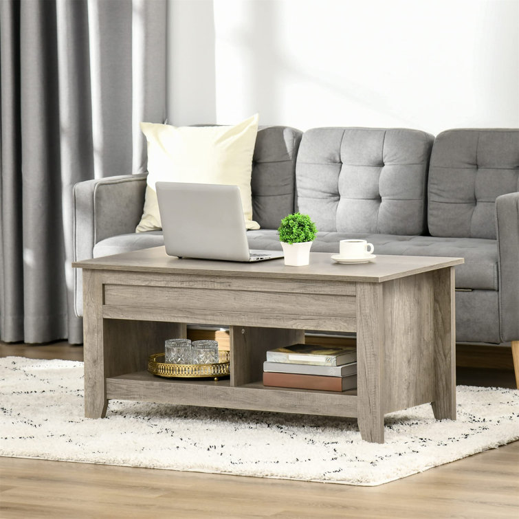 Flip top coffee table store with storage